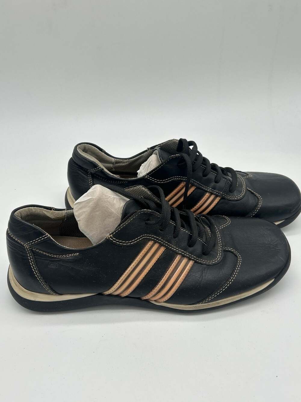 Vintage Skechers Collection Leather Sneakers Made in Italy Black Tan Retro Indie